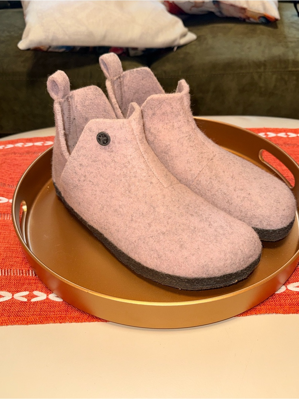 Birkenstock Pink Felt Ankle Boots